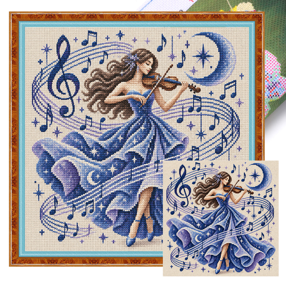 Mondvioline - Vollständiges 11CT Stempel-Kreuzstichset 45x45CM - Yishu