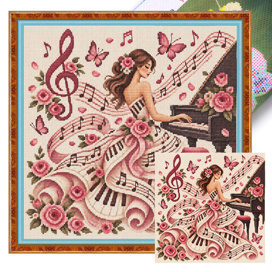 Rosenklavier – Vollständiges 11CT gestempeltes Kreuzstich-Set 45x45CM – Yishu
