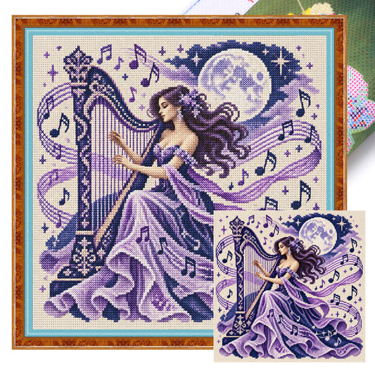 Mondharfe - Vollständiges 11CT Stempel-Kreuzstichset 45x45CM - Yishu