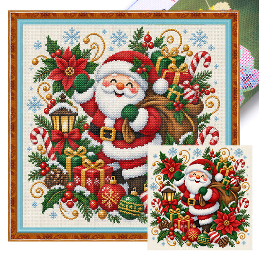 Weihnachtsmann – Vollständiges 14CT gestempeltes Kreuzstich-Set 40x40 cm – Huacan