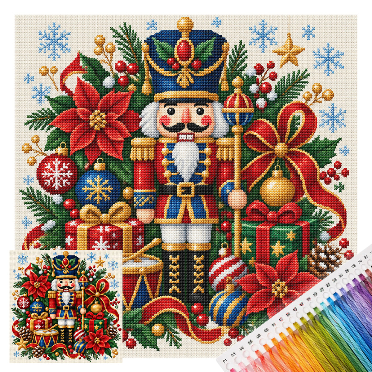 Nussknacker - Vollständiges 14CT Stempel-Kreuzstich-Set 40x40CM - Huacan