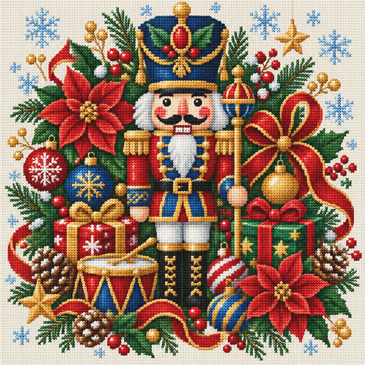 Nussknacker - Vollständiges 14CT Stempel-Kreuzstich-Set 40x40CM - Huacan