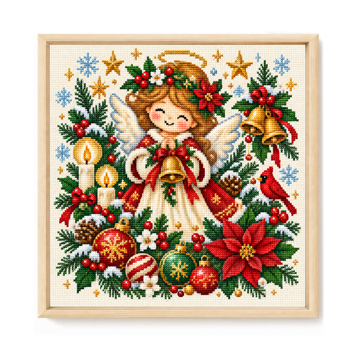 Christmas Angel - Full 14CT Stamped Cross Stitch 40x40CM - Huacan
