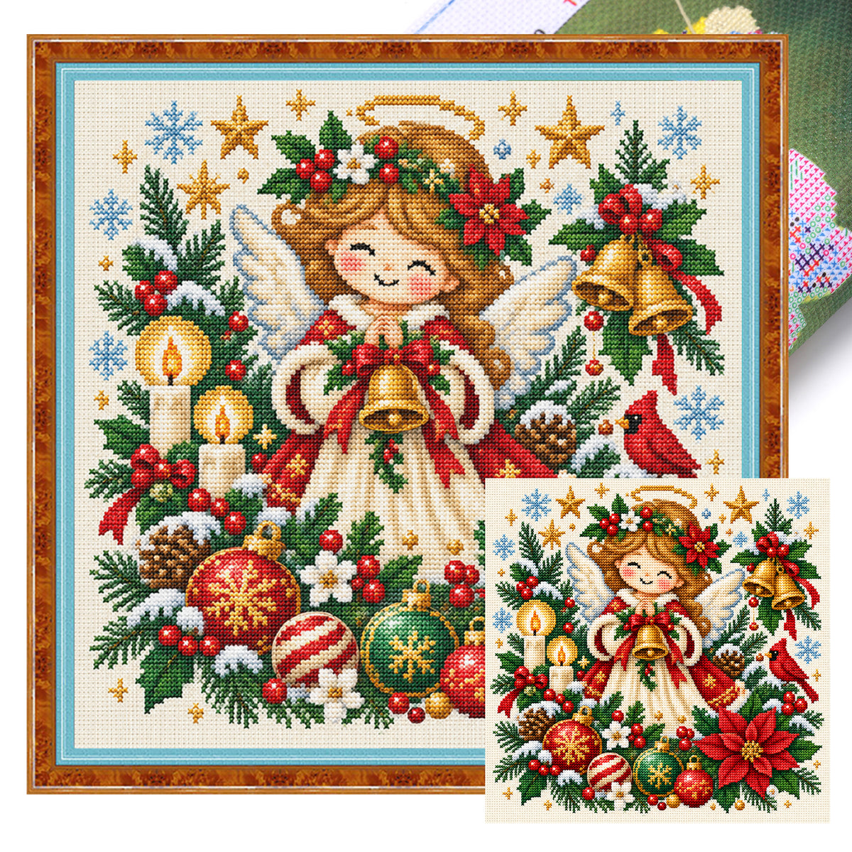 Christmas Angel - Full 14CT Stamped Cross Stitch 40x40CM - Huacan
