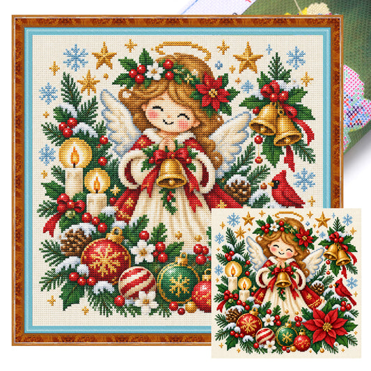 Weihnachtsengel - Vollständiges 14CT gestempeltes Kreuzstichset 40x40CM - Huacan