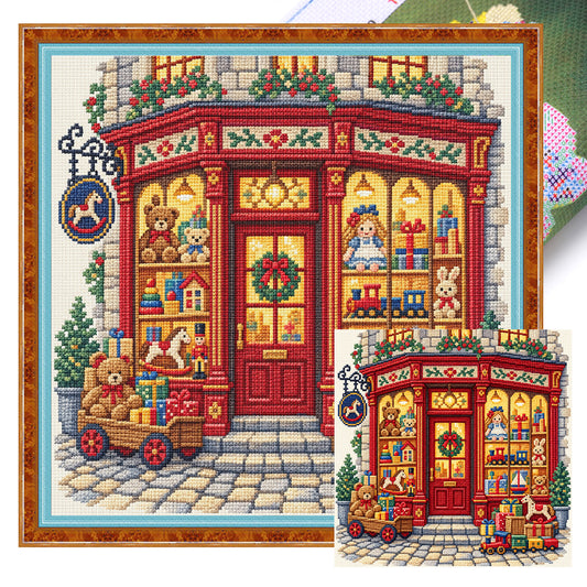 Verspielter Spielzeugladen – Vollständiges 11CT Stempel-Kreuzstich-Set 45x45CM – Huacan
