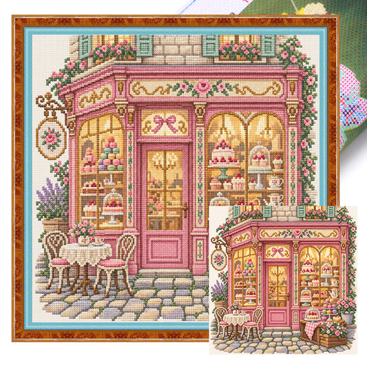 Traumhafter Dessertladen – Vollständiges 11CT Stempel-Kreuzstich-Set 45x45 cm – Huacan