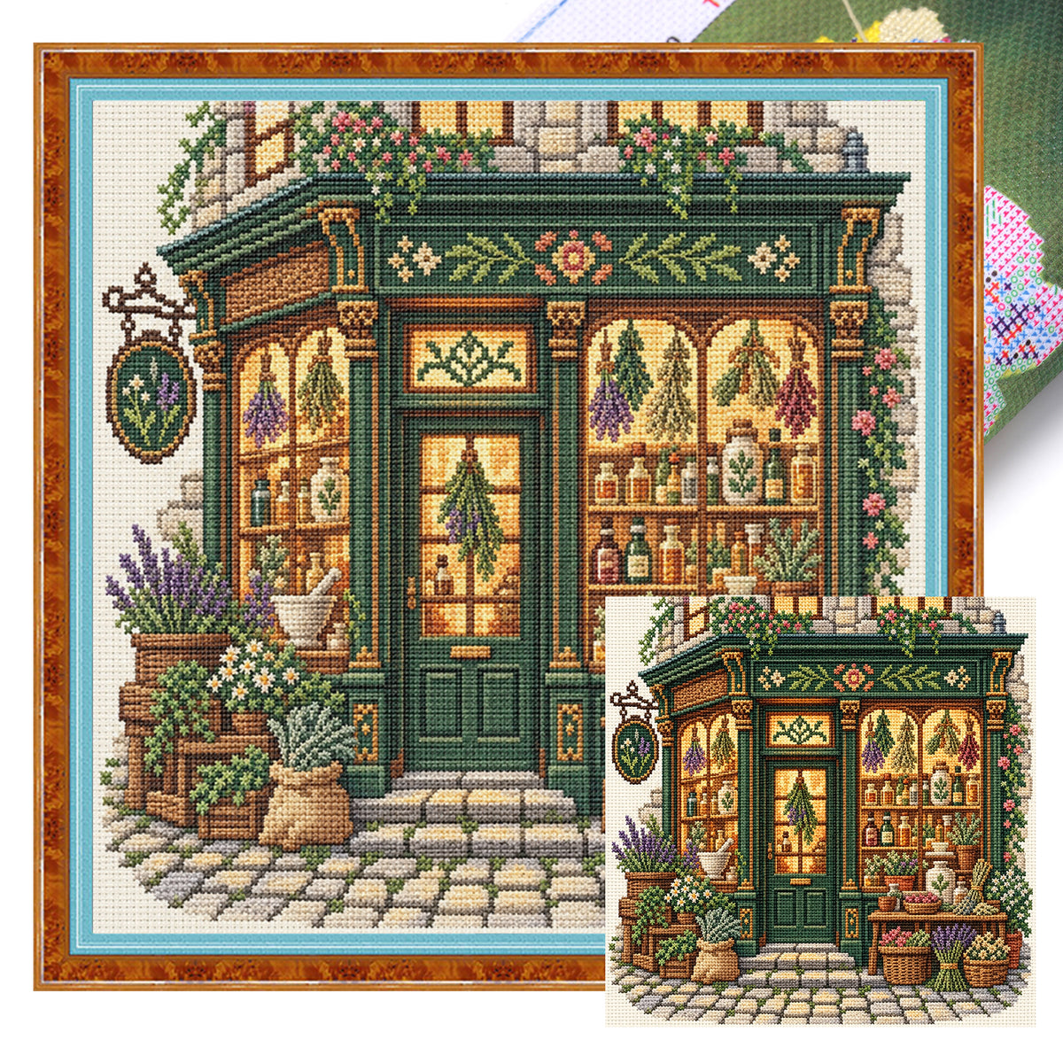 Herb Workshop - Full 11CT Stamped Cross Stitch 45x45CM - Huacan