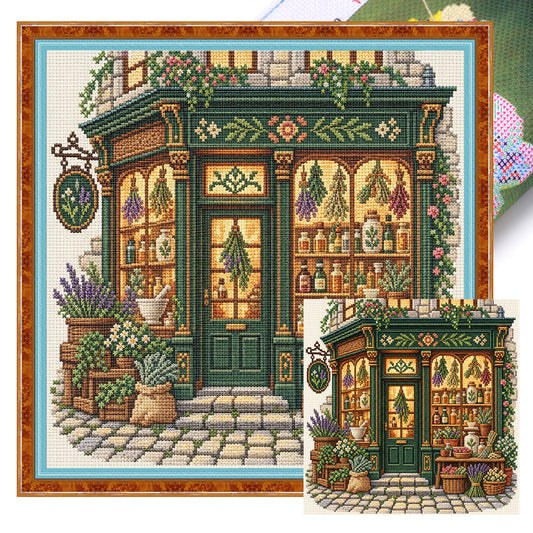 Kräuter-Werkstatt – Vollständiges 11CT Stempel-Kreuzstich-Set 45x45CM – Huacan