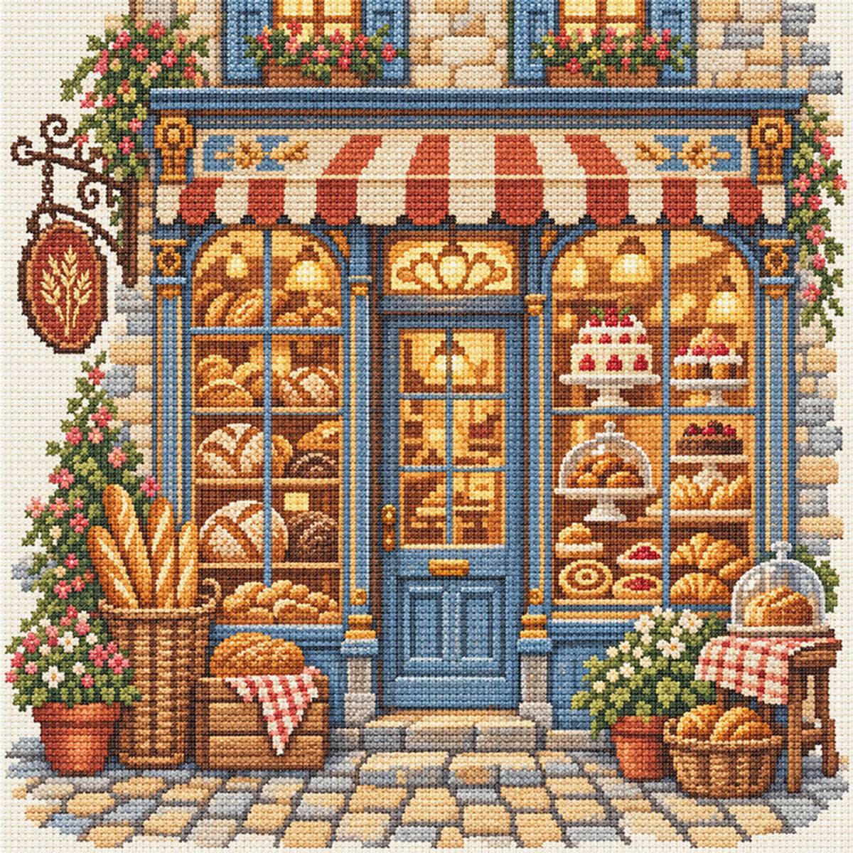 Warme Bäckerei – Vollständiges 11CT Stempel-Stickpackung Kreuzstich 45x45CM – Huacan
