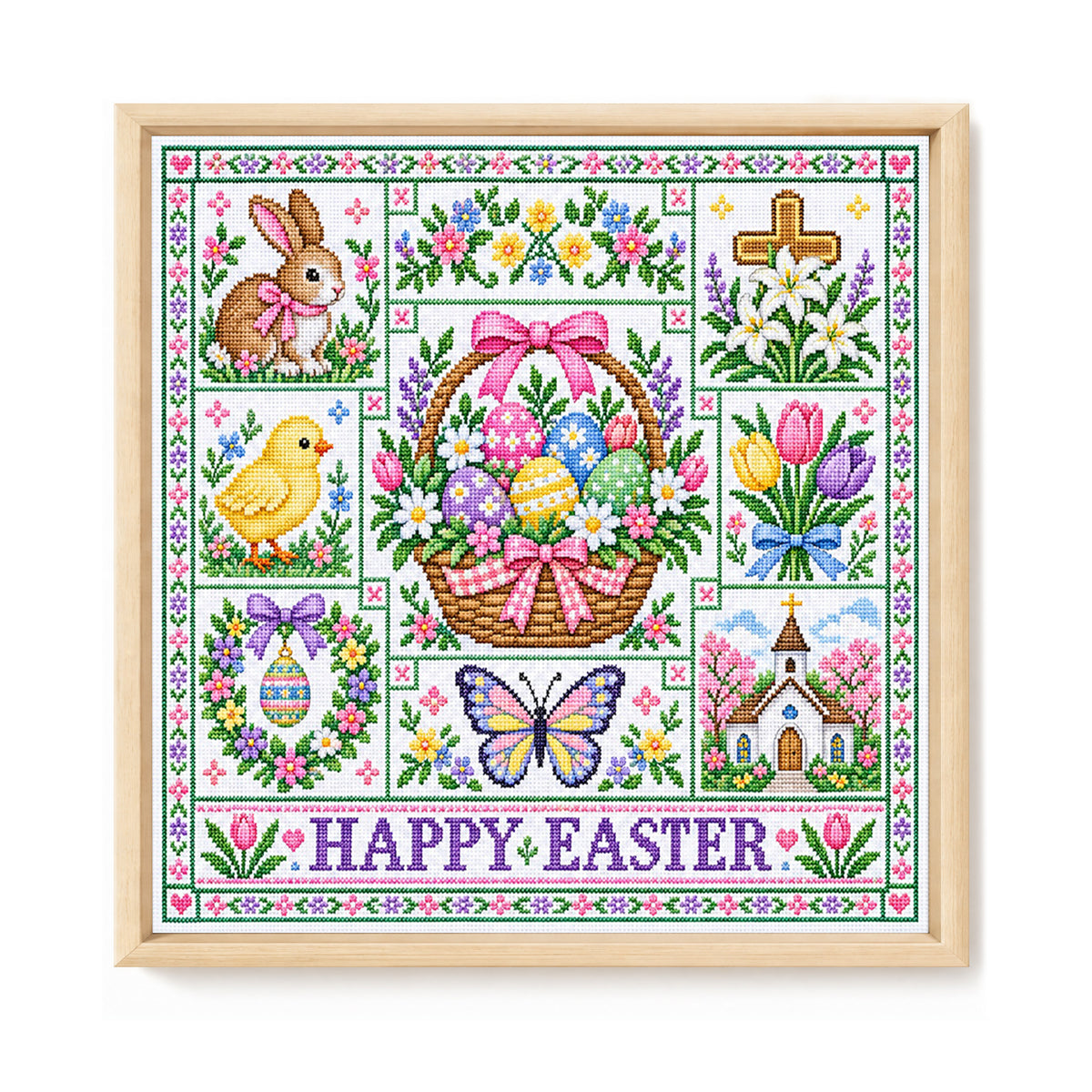 Ostern – Vollständiges 14CT Stempel-Kreuzstich-Set 45x45CM – Huacan