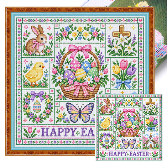 Ostern – Vollständiges 14CT Stempel-Kreuzstich-Set 45x45CM – Huacan