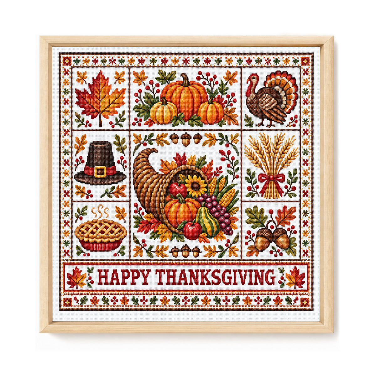 Thanksgiving Day – Vollständiges 14CT gestempeltes Kreuzstich-Set 45x45 cm – Huacan