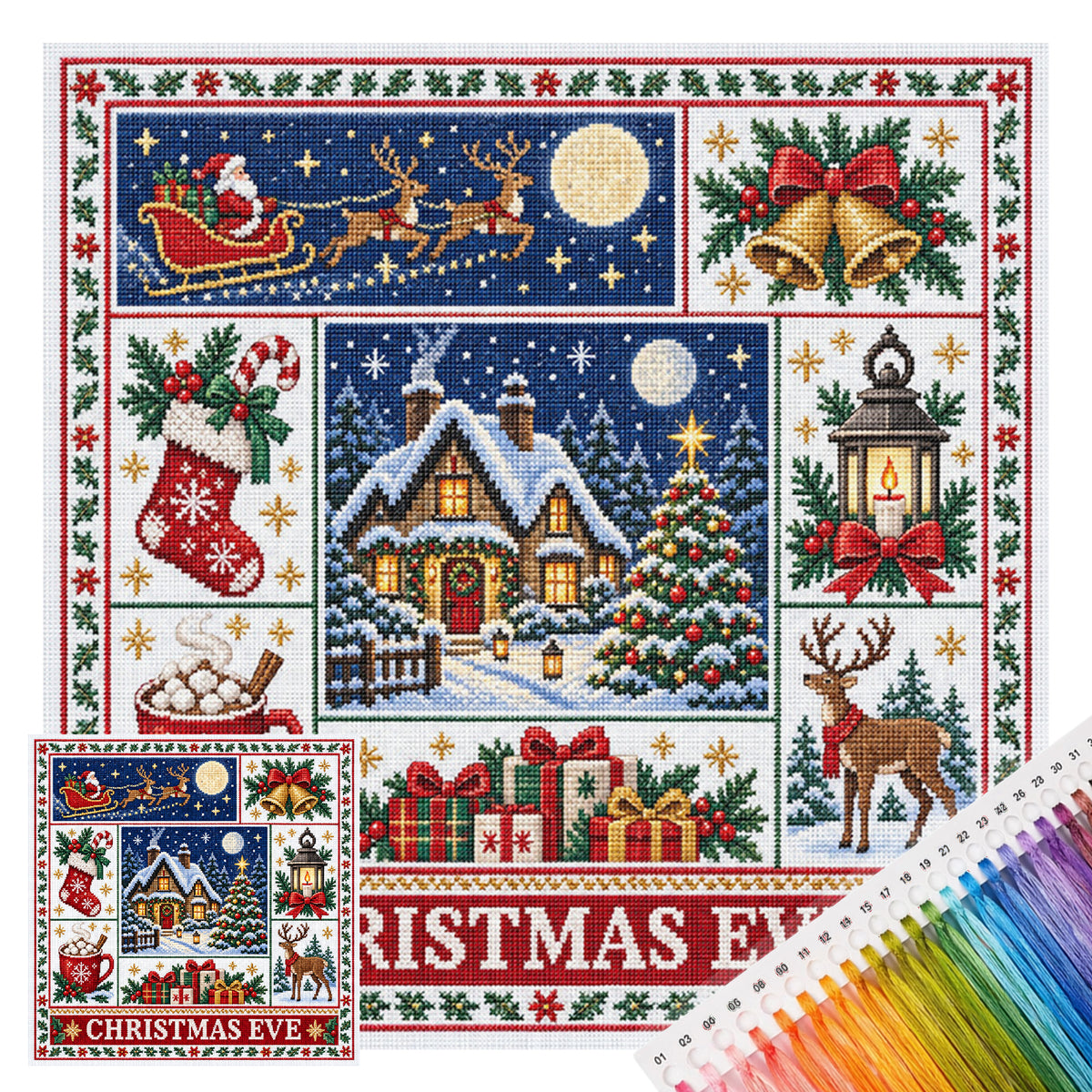 Heiligabend – Vollständiges 14CT gestempeltes Kreuzstich-Set 45x45CM – Huacan