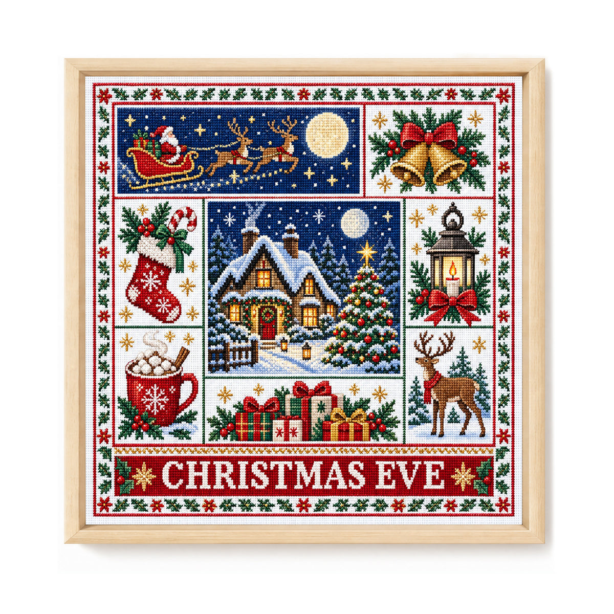 Heiligabend – Vollständiges 14CT gestempeltes Kreuzstich-Set 45x45CM – Huacan