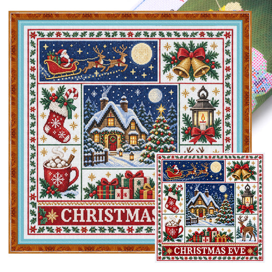 Heiligabend – Vollständiges 14CT gestempeltes Kreuzstich-Set 45x45CM – Huacan