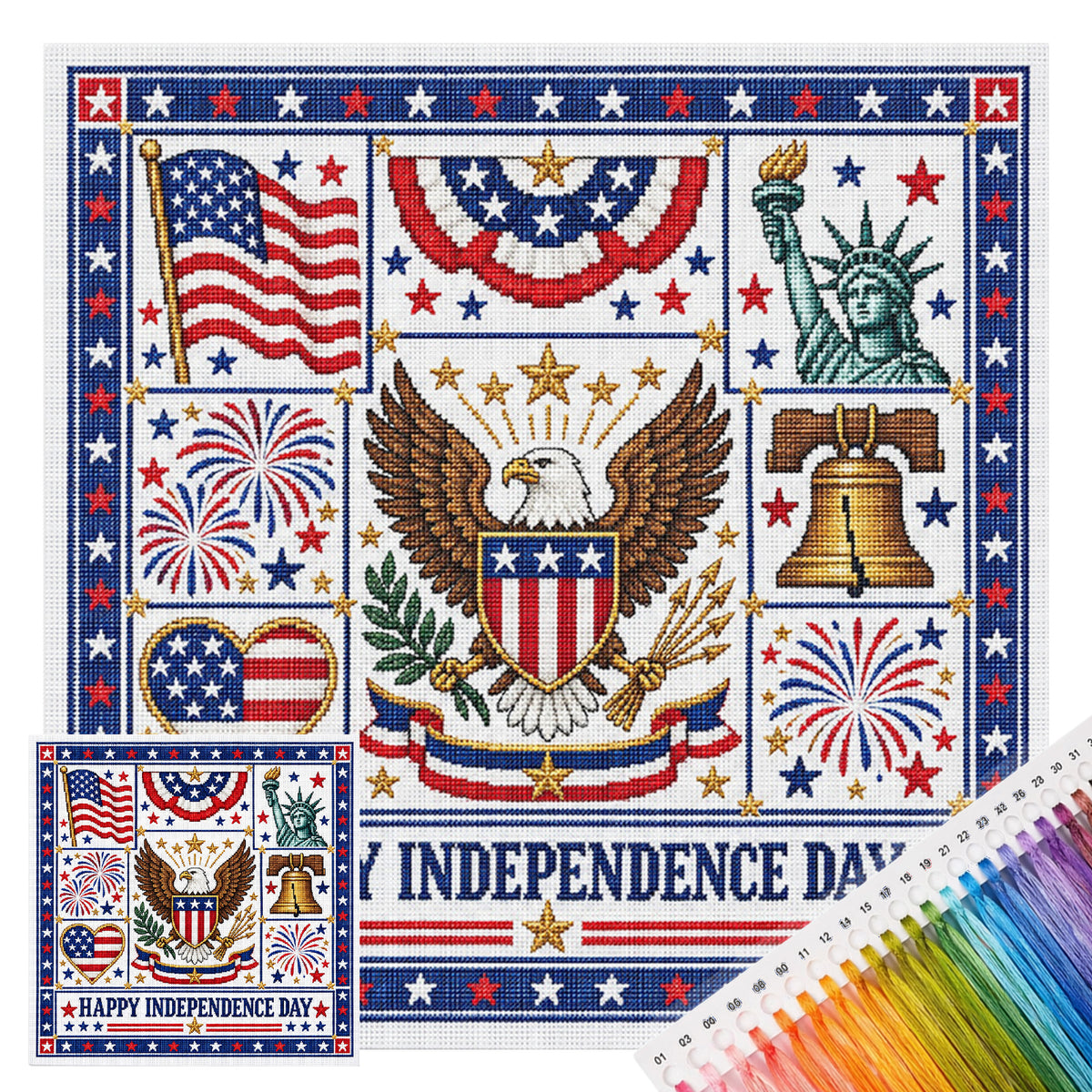 Independence Day - Full 14CT Stamped Cross Stitch 45x45CM - Huacan