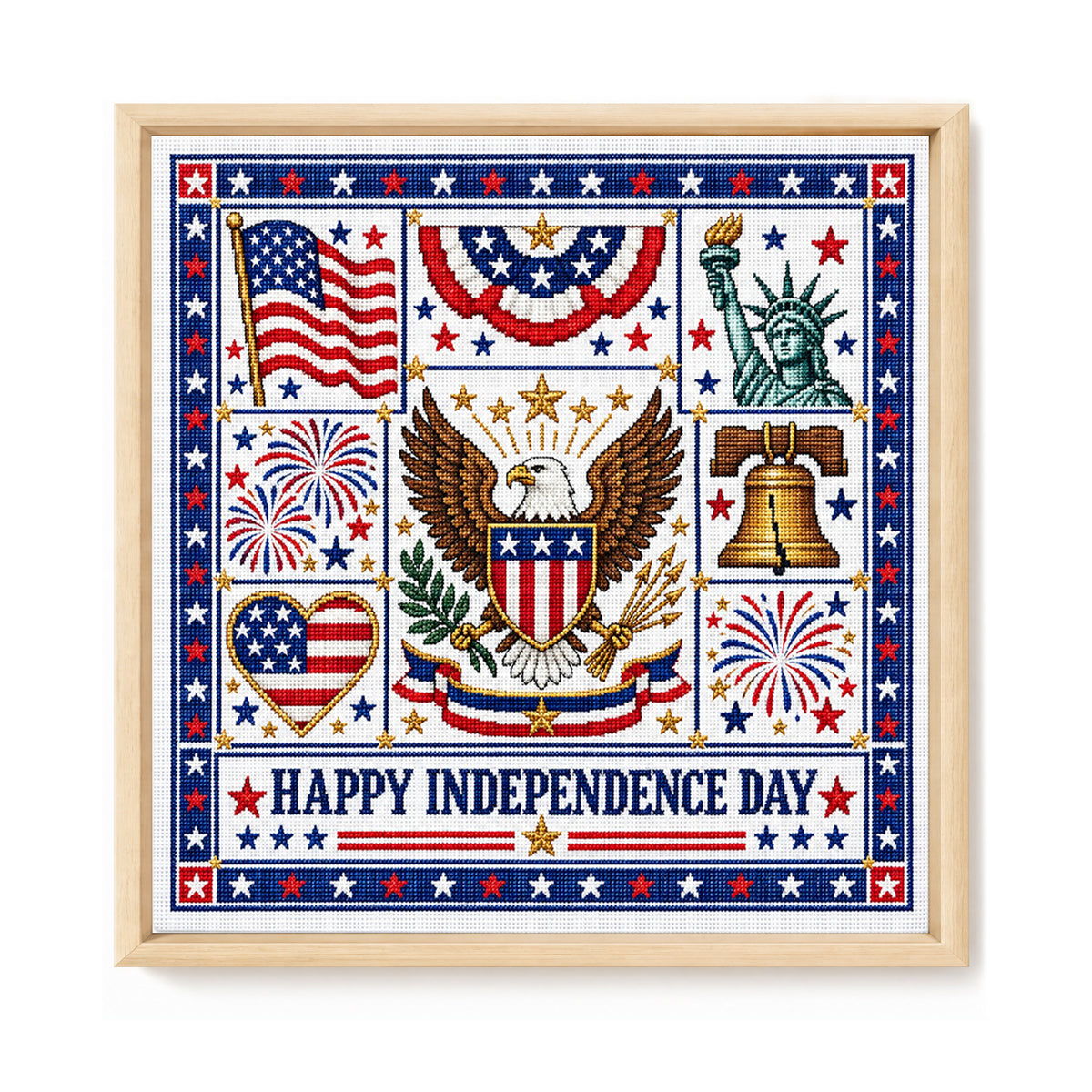 Independence Day - Full 14CT Stamped Cross Stitch 45x45CM - Huacan