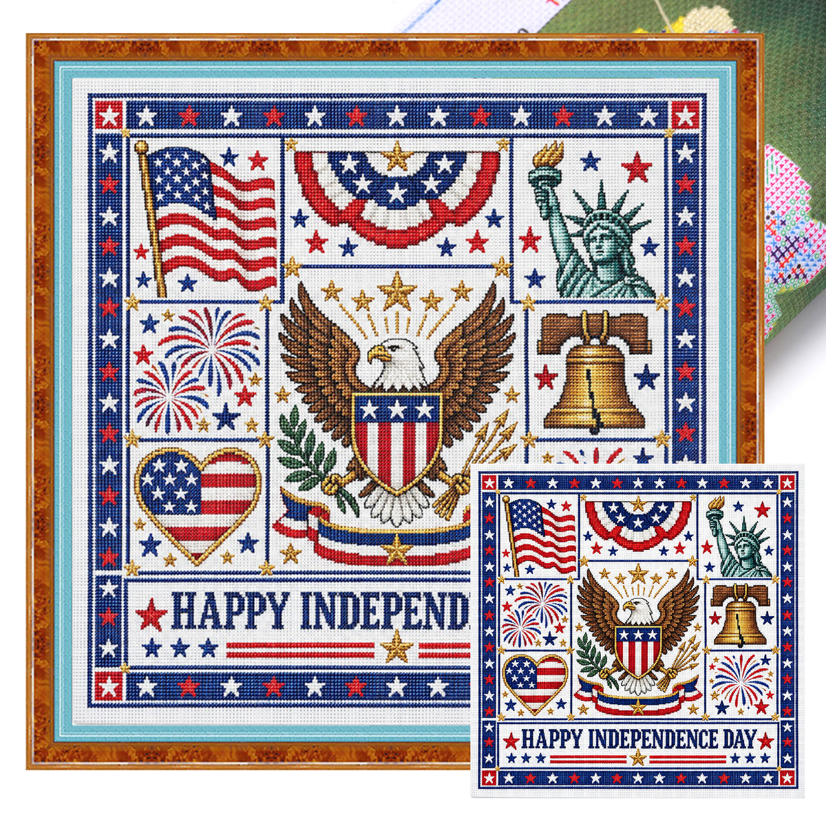 Independence Day - Full 14CT Stamped Cross Stitch 45x45CM - Huacan