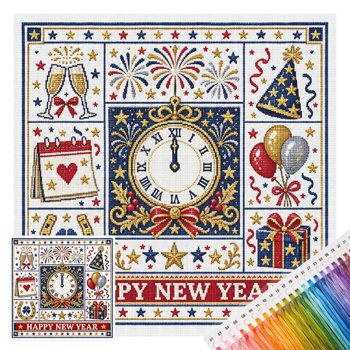 New Year - Full 14CT Stamped Cross Stitch 45x45CM - Huacan