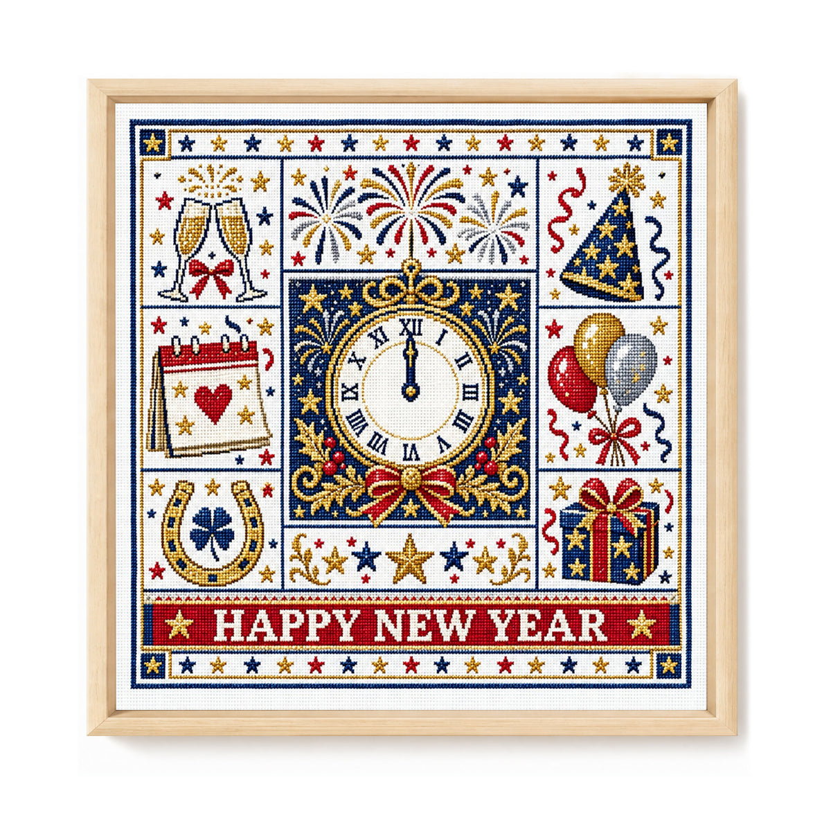 New Year - Full 14CT Stamped Cross Stitch 45x45CM - Huacan