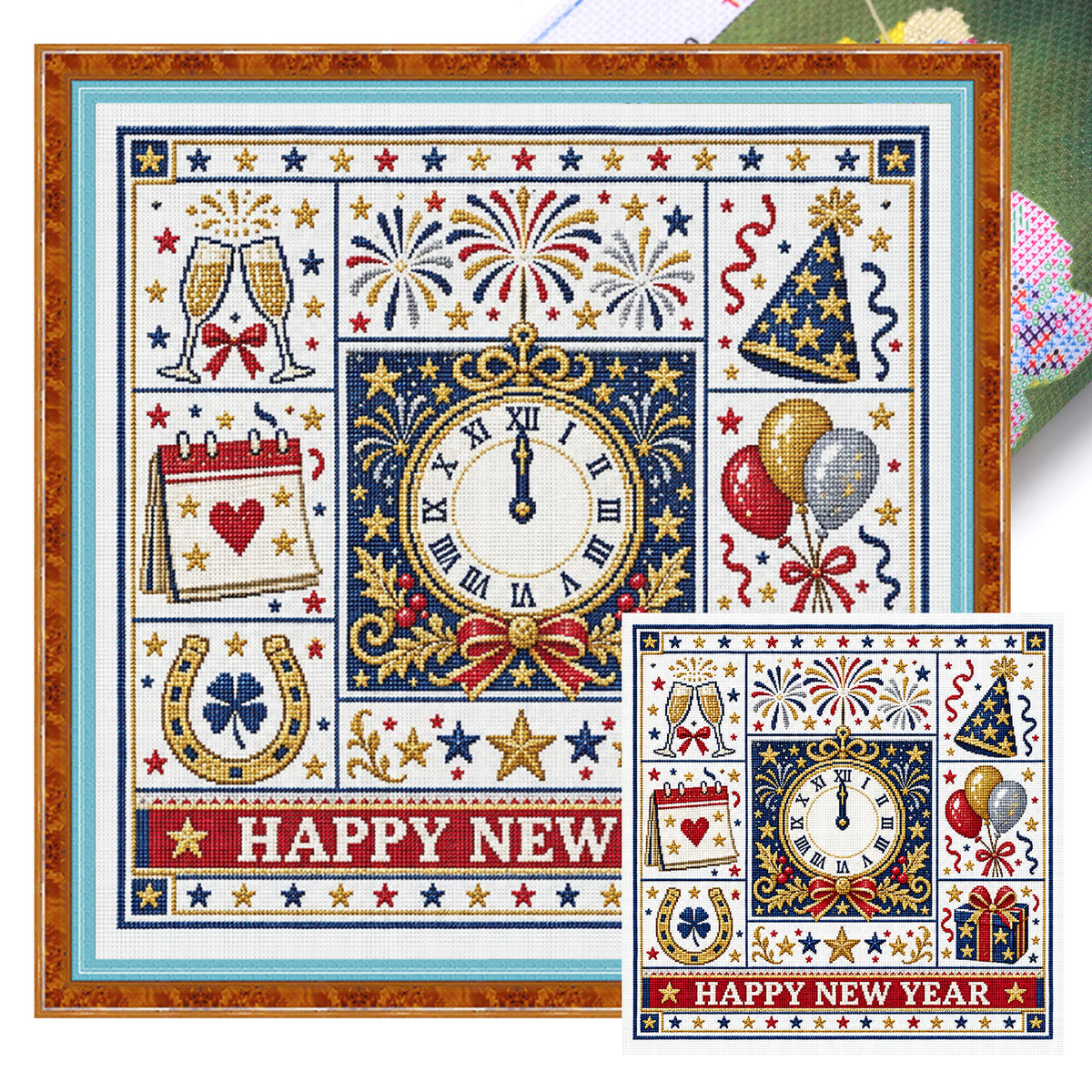 New Year - Full 14CT Stamped Cross Stitch 45x45CM - Huacan