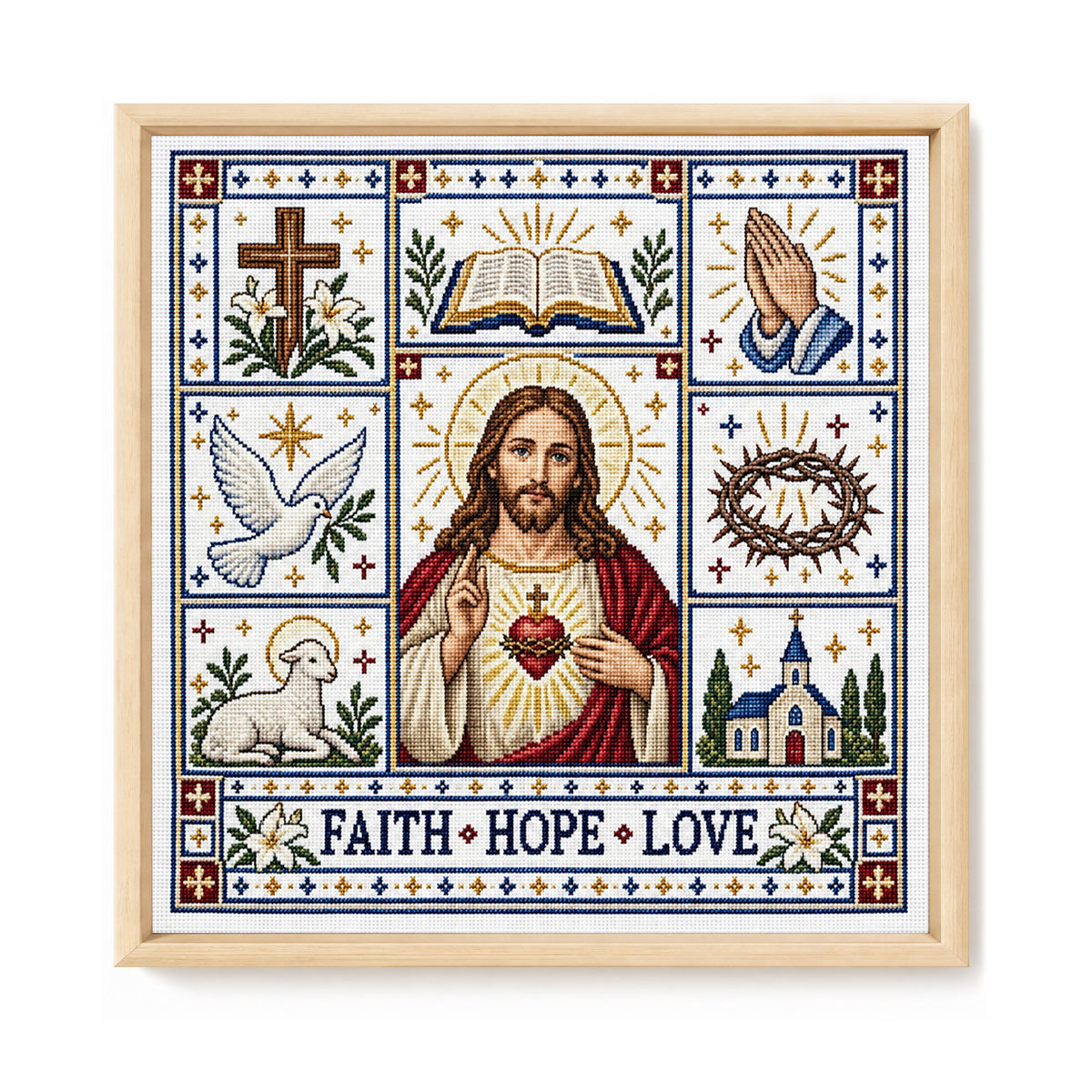 Jesus-Religion – Vollständiges 14CT-Stempel-Kreuzstich-Set 45x45CM – Huacan