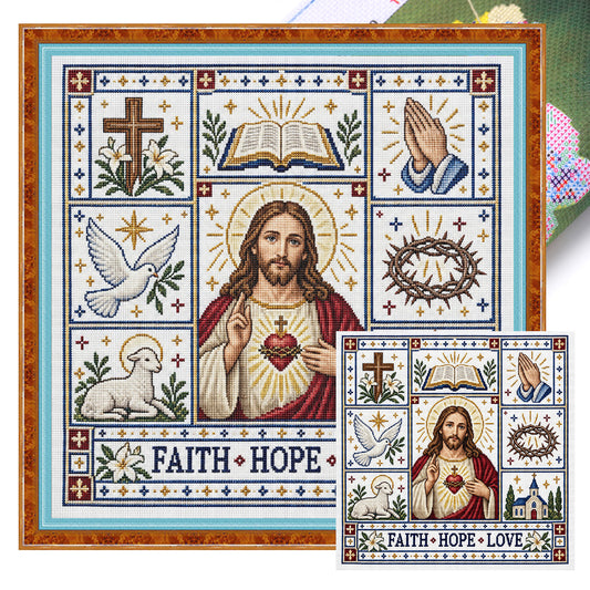 Jesus-Religion – Vollständiges 14CT-Stempel-Kreuzstich-Set 45x45CM – Huacan