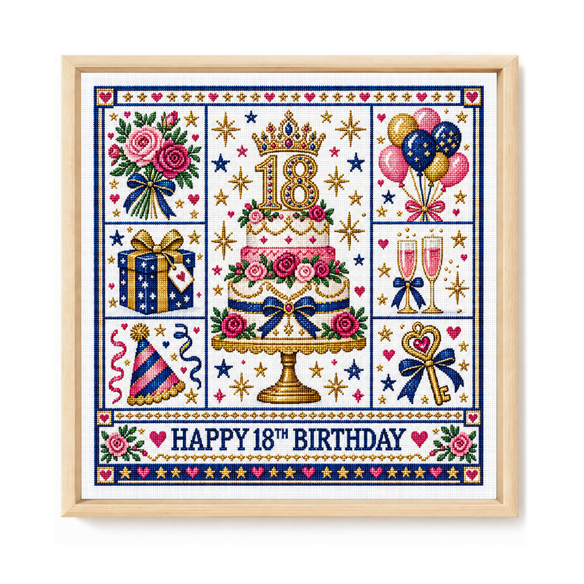 18. Geburtstag - Vollständiges 14CT gestempeltes Kreuzstichset 45x45CM - Huacan