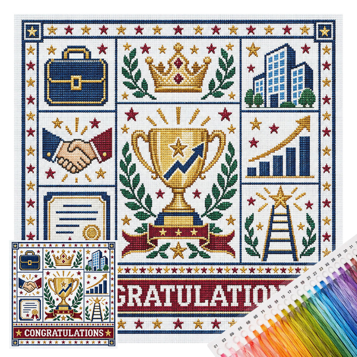 Congratulations On Promotion - Full 14CT Stamped Cross Stitch 45x45CM - Huacan