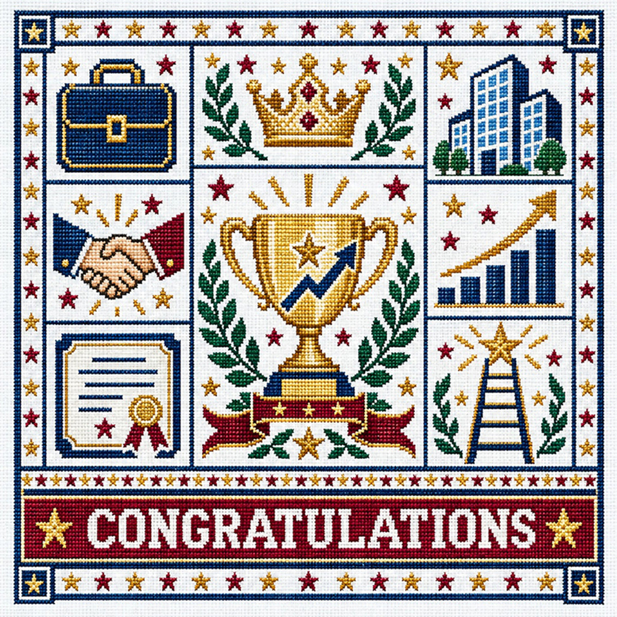 Congratulations On Promotion - Full 14CT Stamped Cross Stitch 45x45CM - Huacan