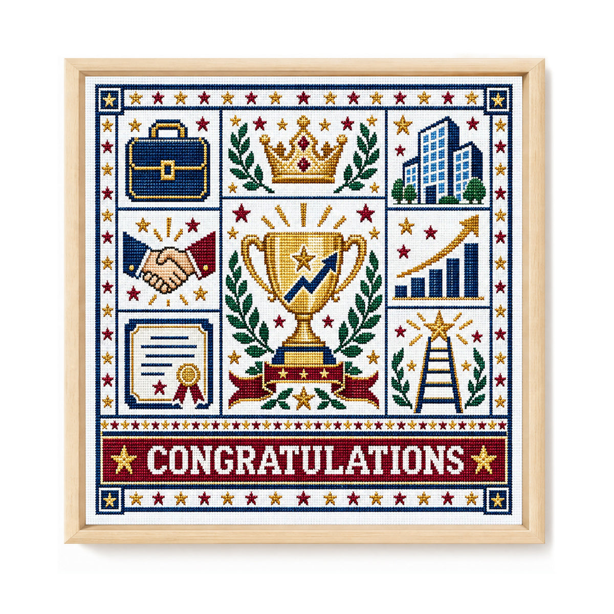 Congratulations On Promotion - Full 14CT Stamped Cross Stitch 45x45CM - Huacan