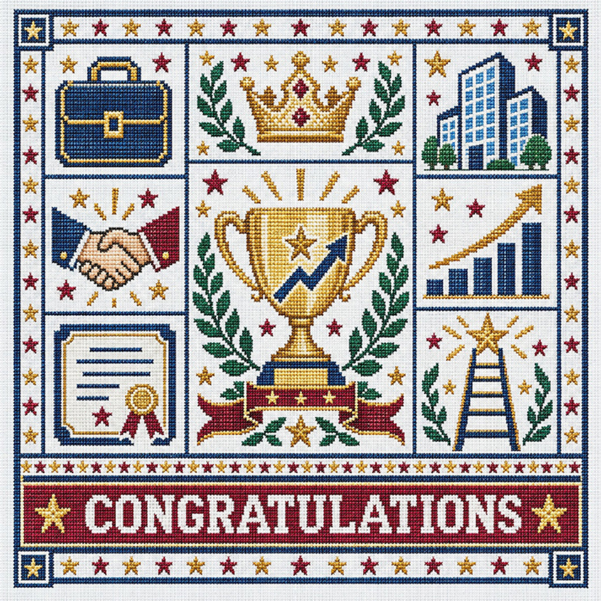 Congratulations On Promotion - Full 14CT Stamped Cross Stitch 45x45CM - Huacan