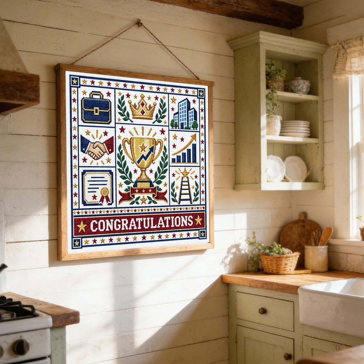 Congratulations On Promotion - Full 14CT Stamped Cross Stitch 45x45CM - Huacan
