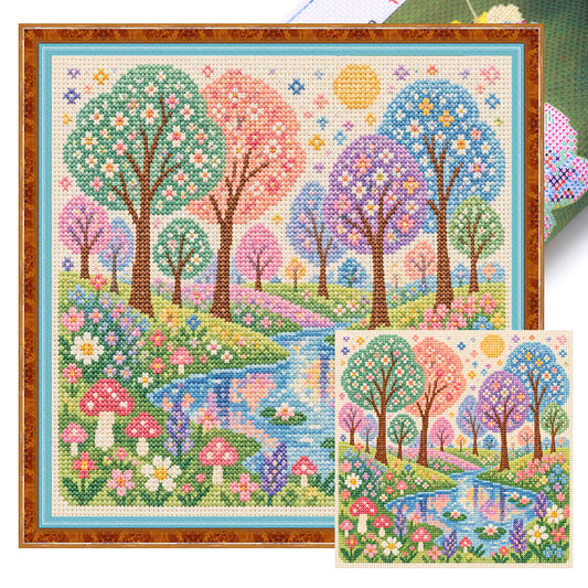 Frühlingswald - Vollständiges 11CT Stempel-Kreuzstichset 45x45CM - Huacan