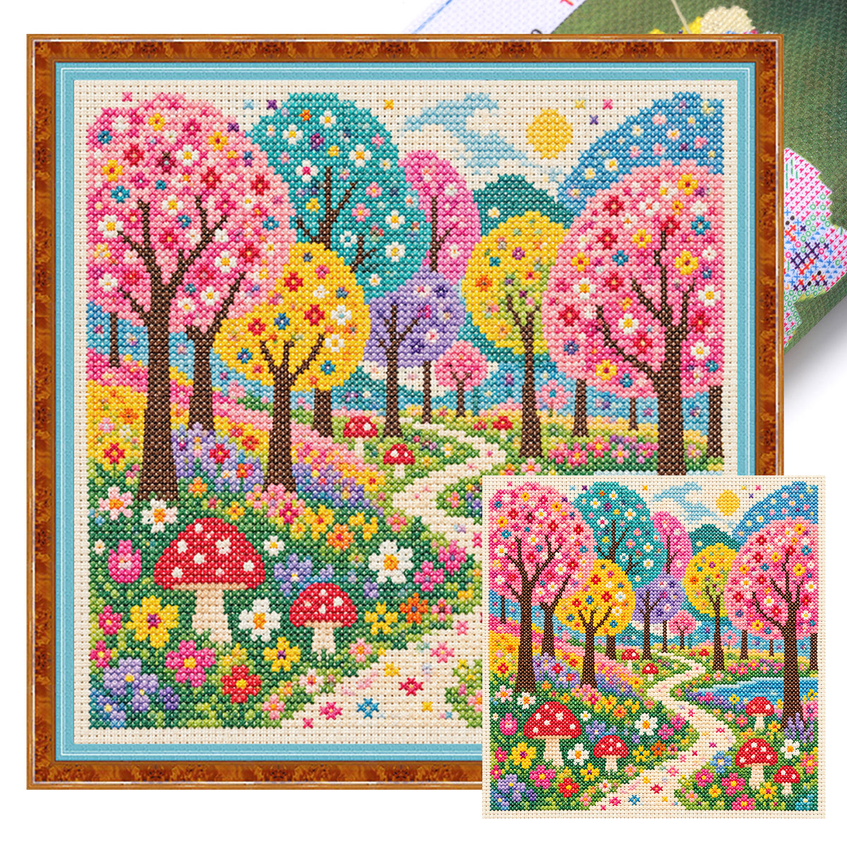Fantasiewald - Vollständiges 11CT Stempel-Kreuzstich-Set 45x45CM - Huacan
