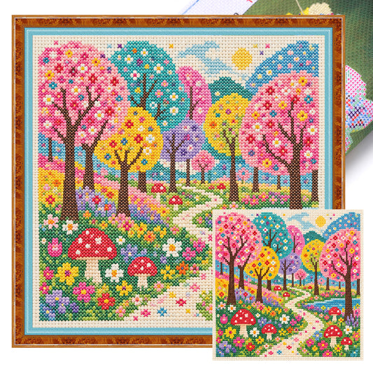 Fantasiewald - Vollständiges 11CT Stempel-Kreuzstich-Set 45x45CM - Huacan