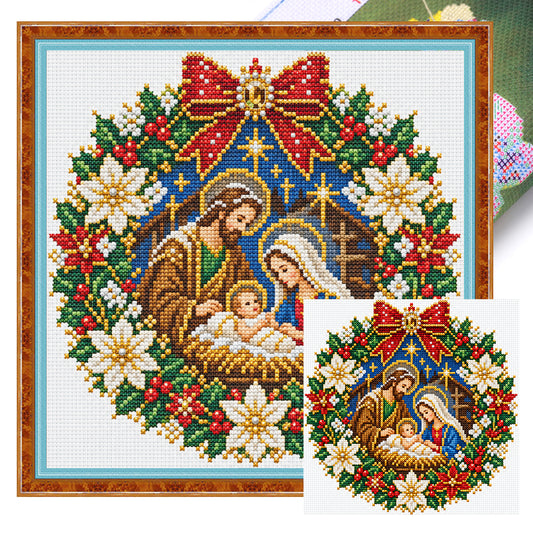Baby-Kranz – Vollständiges 11CT gestempeltes Kreuzstich-Set 45x45CM – Huacan