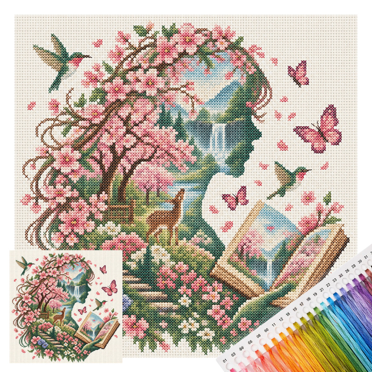 Frühlingsgeheimnis - Komplettes 14CT gestempeltes Kreuzstich-Set 40x40CM - Huacan