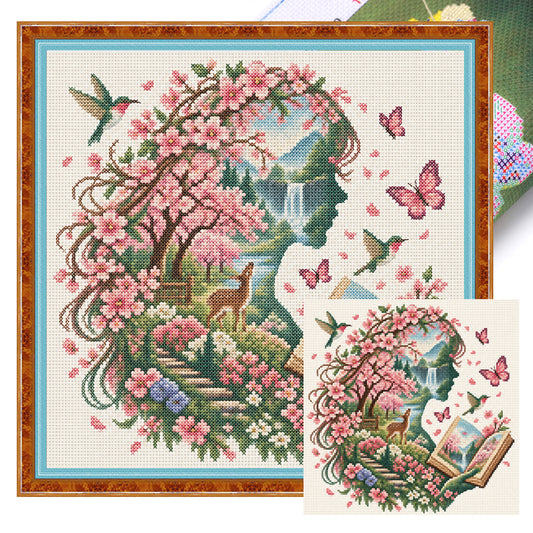 Frühlingsgeheimnis - Komplettes 14CT gestempeltes Kreuzstich-Set 40x40CM - Huacan
