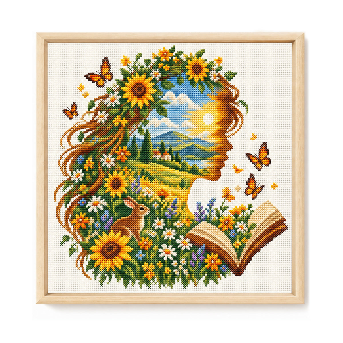 Sommerfeld - Vollständiges 14CT gestempeltes Kreuzstich-Set 40x40CM - Huacan