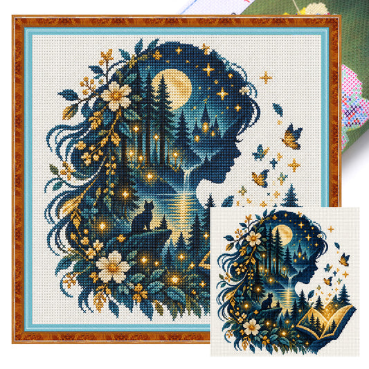 Sternennacht - Vollständiges 14CT gestempeltes Kreuzstich-Set 40x40CM - Huacan