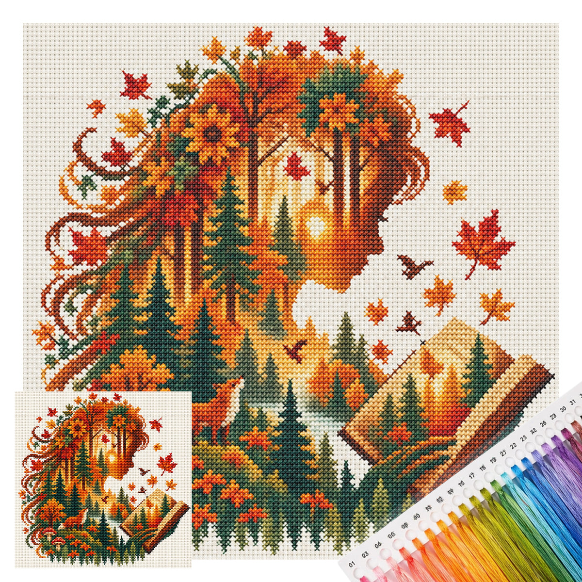 Herbstmärchen - Vollständiges 14CT gestempeltes Kreuzstich-Set 40x40CM - Huacan