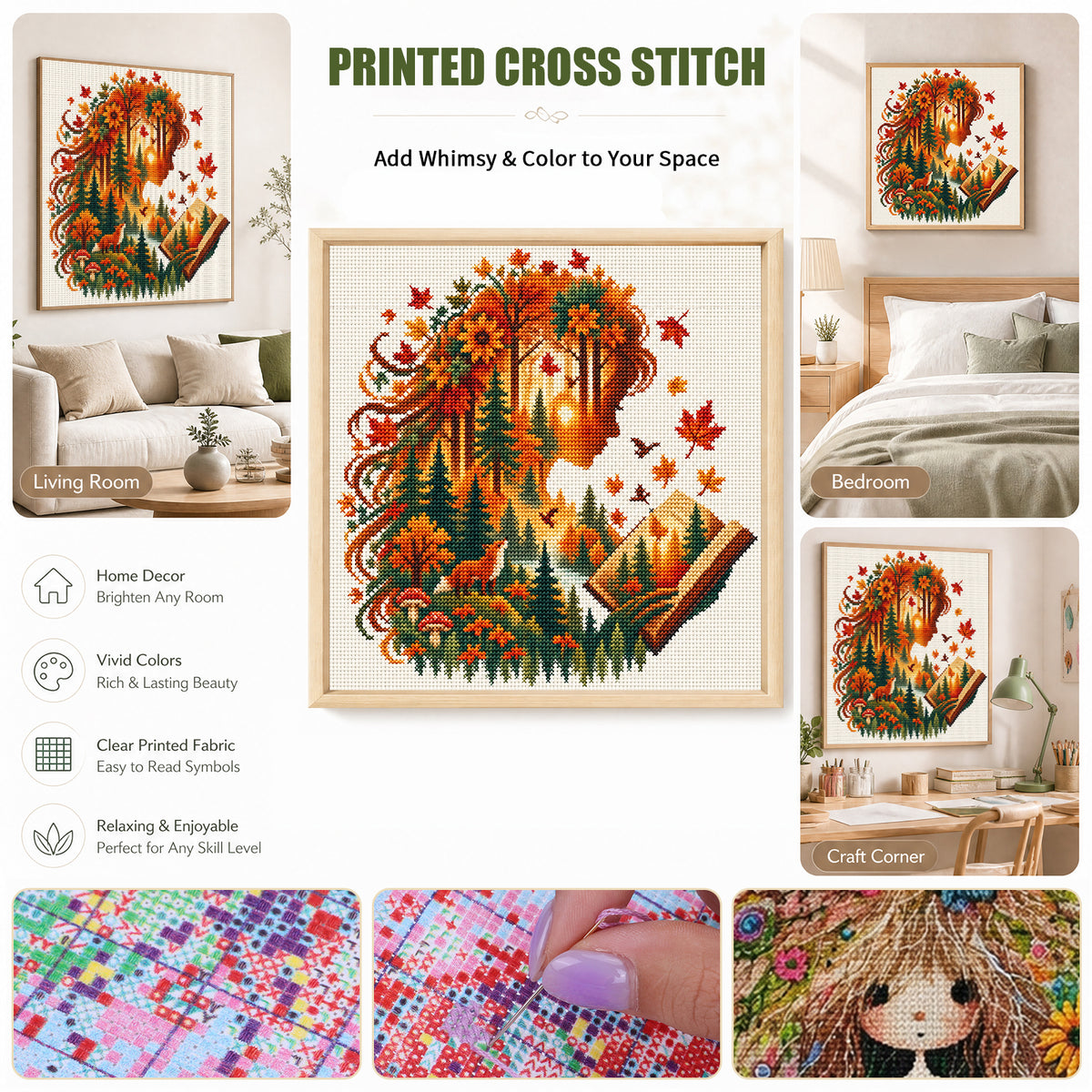 Herbstmärchen - Vollständiges 14CT gestempeltes Kreuzstich-Set 40x40CM - Huacan