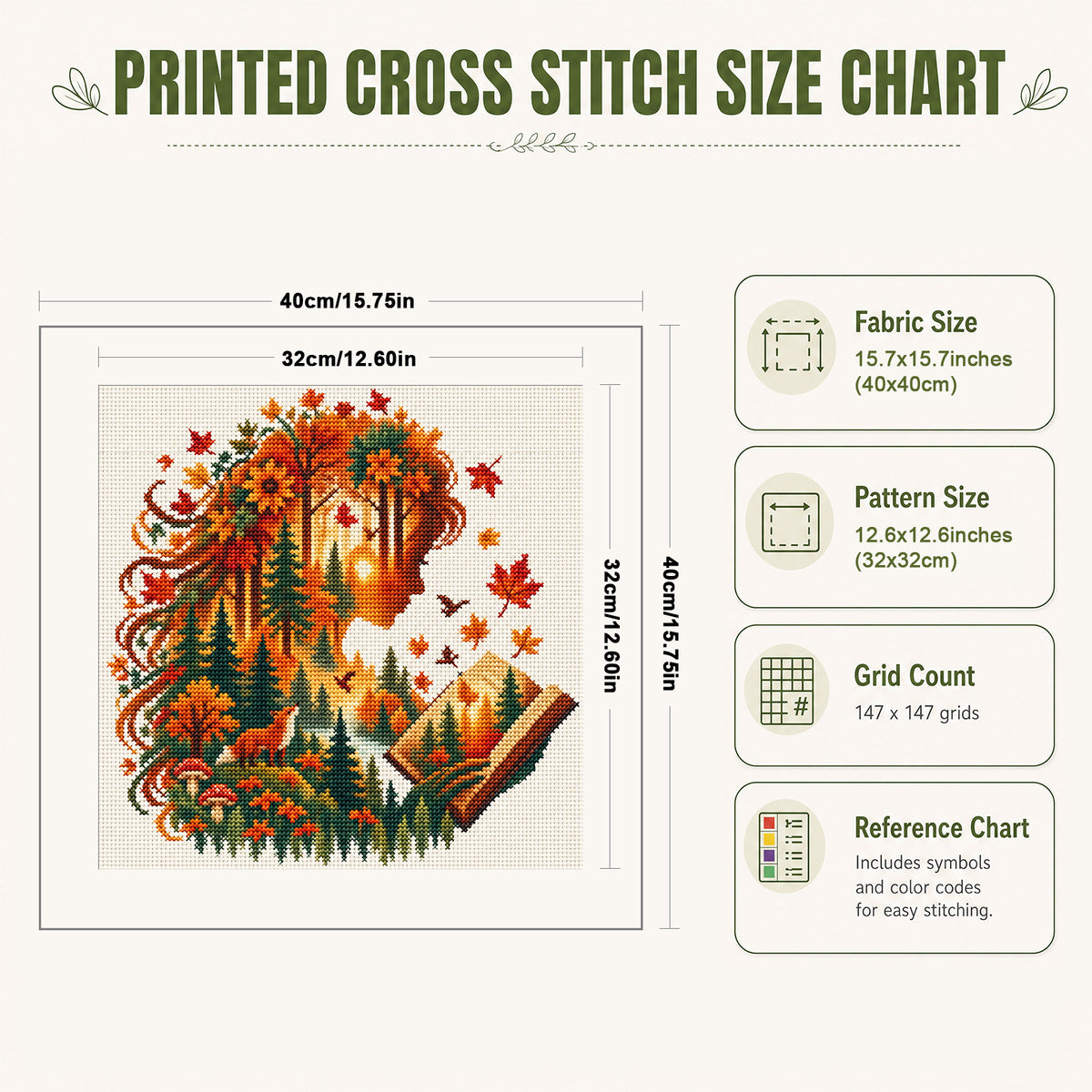 Herbstmärchen - Vollständiges 14CT gestempeltes Kreuzstich-Set 40x40CM - Huacan
