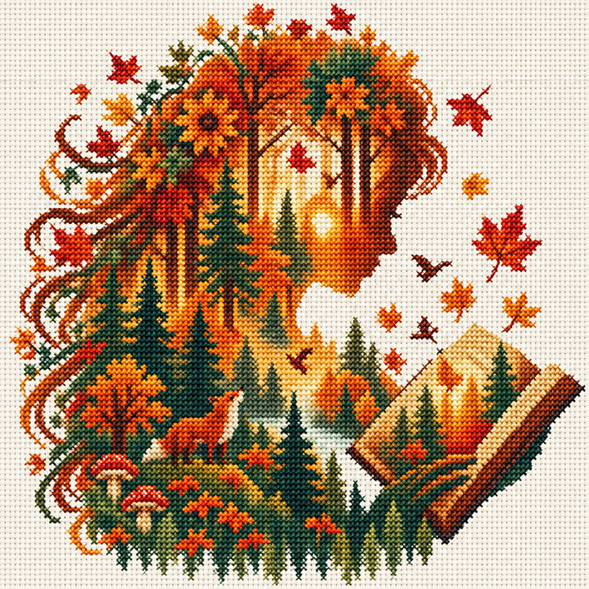 Herbstmärchen - Vollständiges 14CT gestempeltes Kreuzstich-Set 40x40CM - Huacan