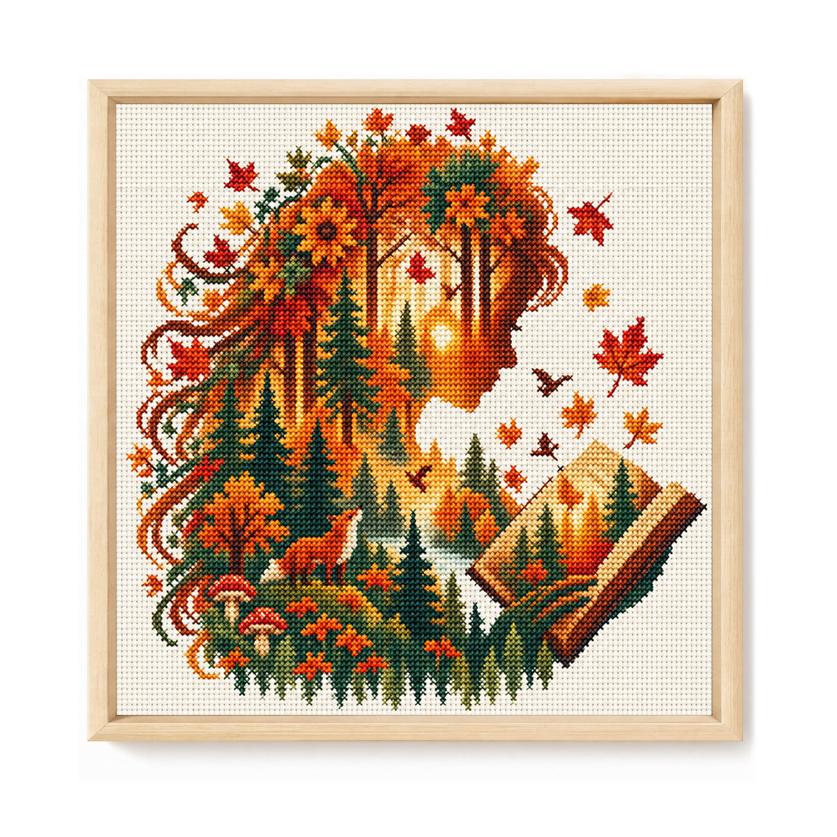 Herbstmärchen - Vollständiges 14CT gestempeltes Kreuzstich-Set 40x40CM - Huacan