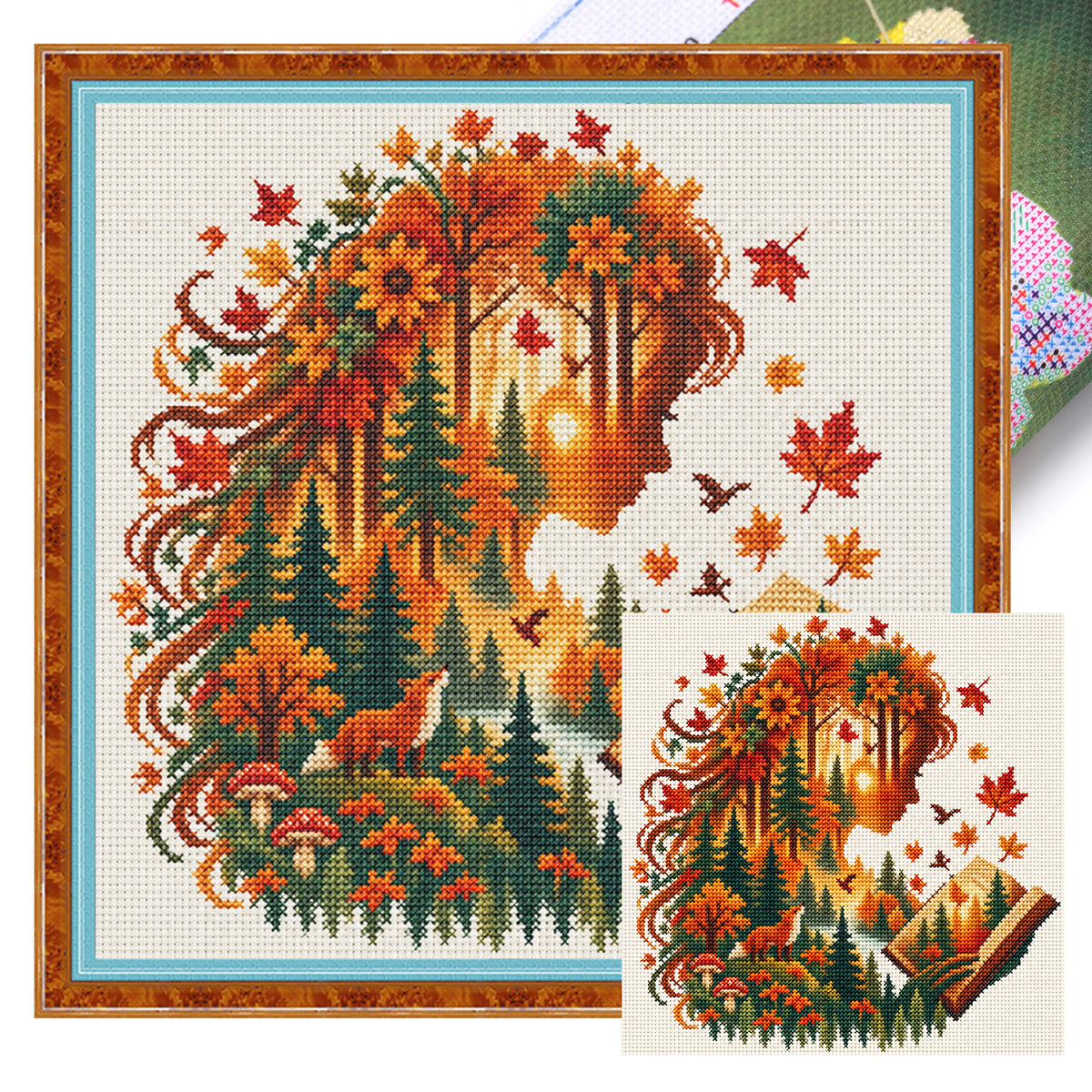 Herbstmärchen - Vollständiges 14CT gestempeltes Kreuzstich-Set 40x40CM - Huacan
