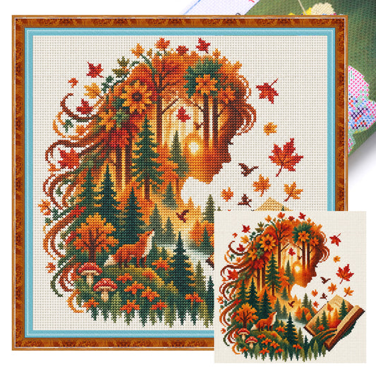 Herbstmärchen - Vollständiges 14CT gestempeltes Kreuzstich-Set 40x40CM - Huacan