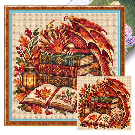 Herbstdrache - Vollständiges 11CT Stempel-Kreuzstichset 45x45CM - Huacan